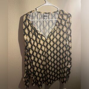 Women’s Mudpie Black and Cream Long Sleeve Dress Too V neck -Size Medium 8-10